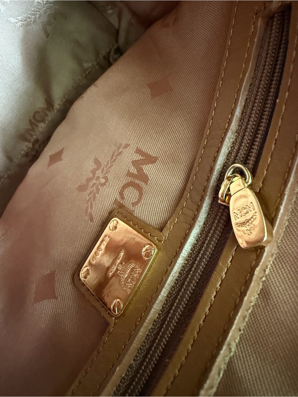 MCM Cognac Visetos Logo Satchel with Gold Hardware - Picture 12 of 12